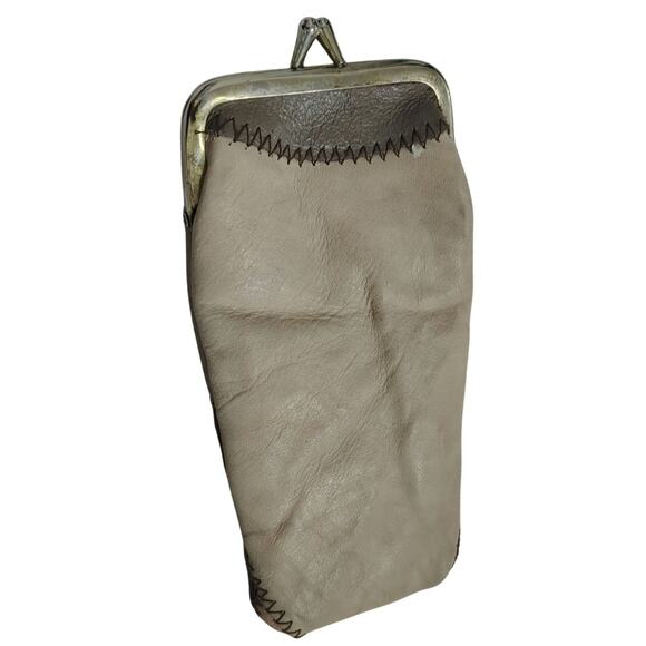 1970s Cigarette Holder Kiss Closure Pouch Pocket Patchwork Leather Multi-Color - Picture 4 of 7